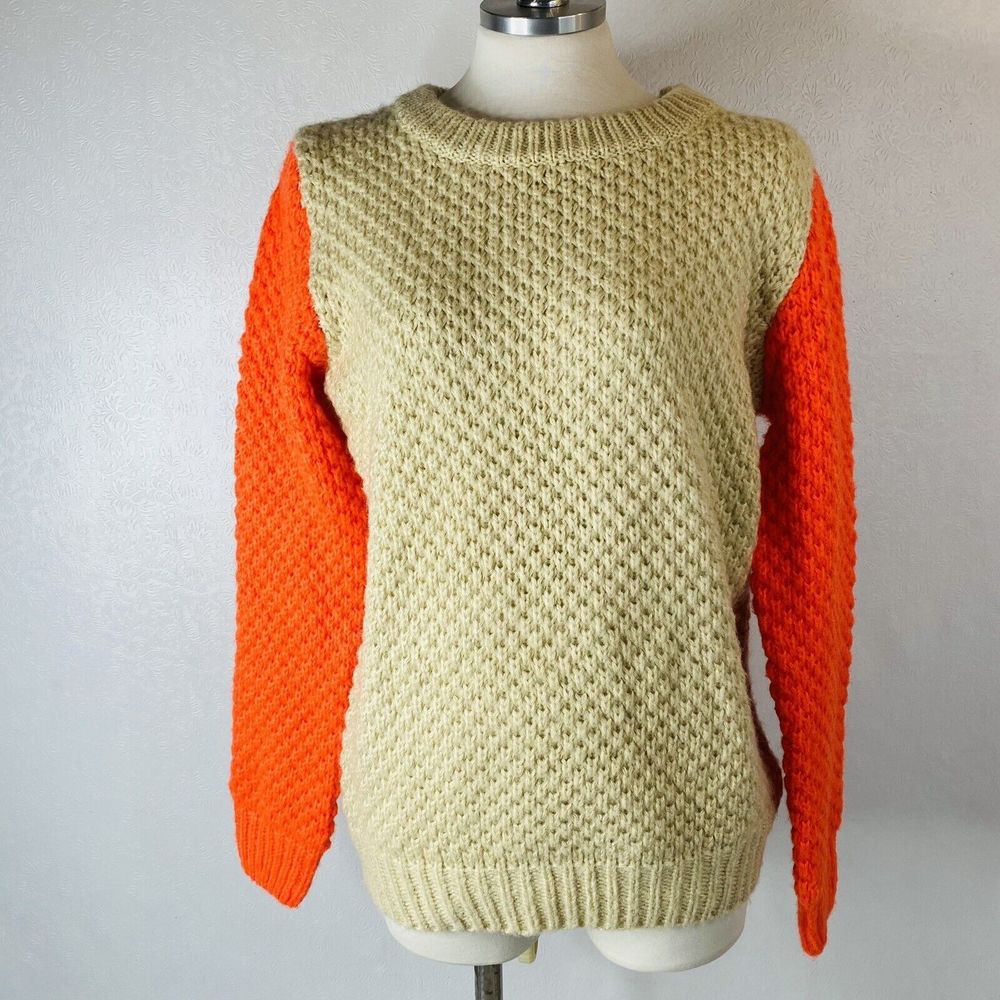 Anthropologie Numph Sz M Cream Orange Sweater